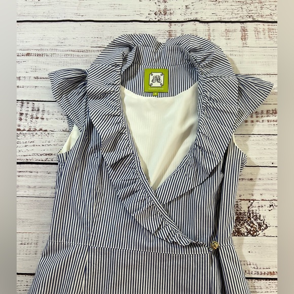 Elizabeth McKay Wrap dress navy and white size 4 - Picture 4 of 10